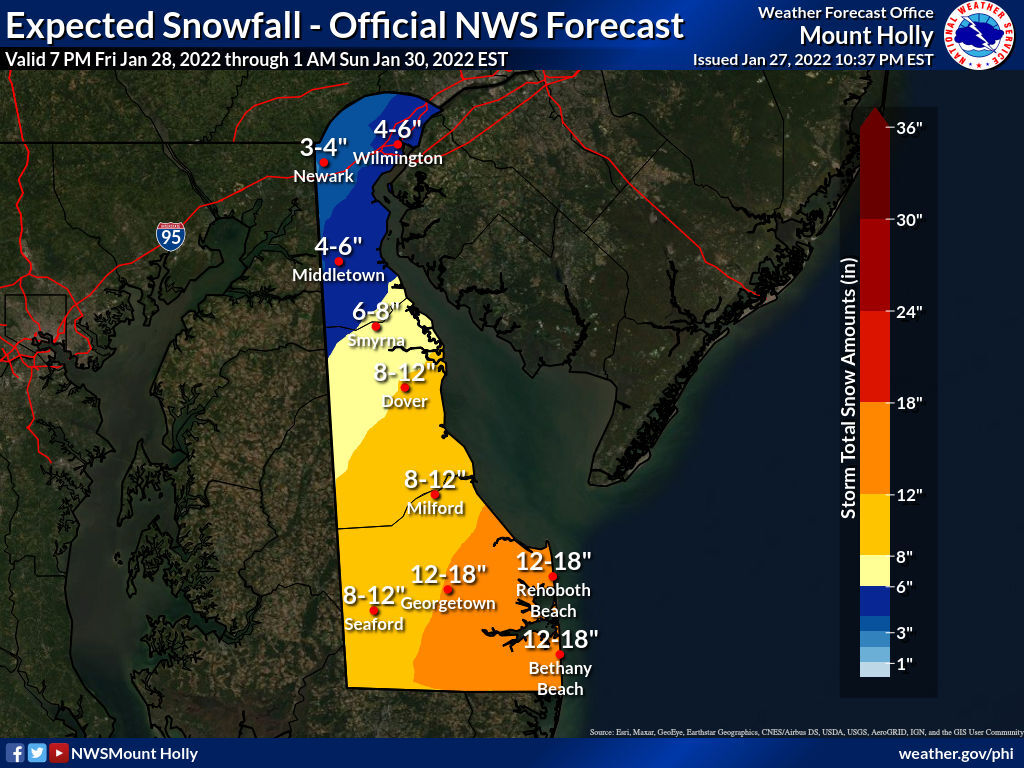 National Weather Service Snow Map - January 27, 2022